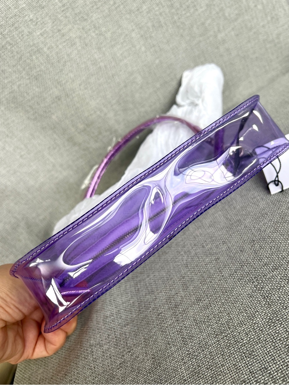 Kurt Geiger Highgate Convertible vinyl clear Wristlet Shoulder bag lavender - Picture 14 of 16